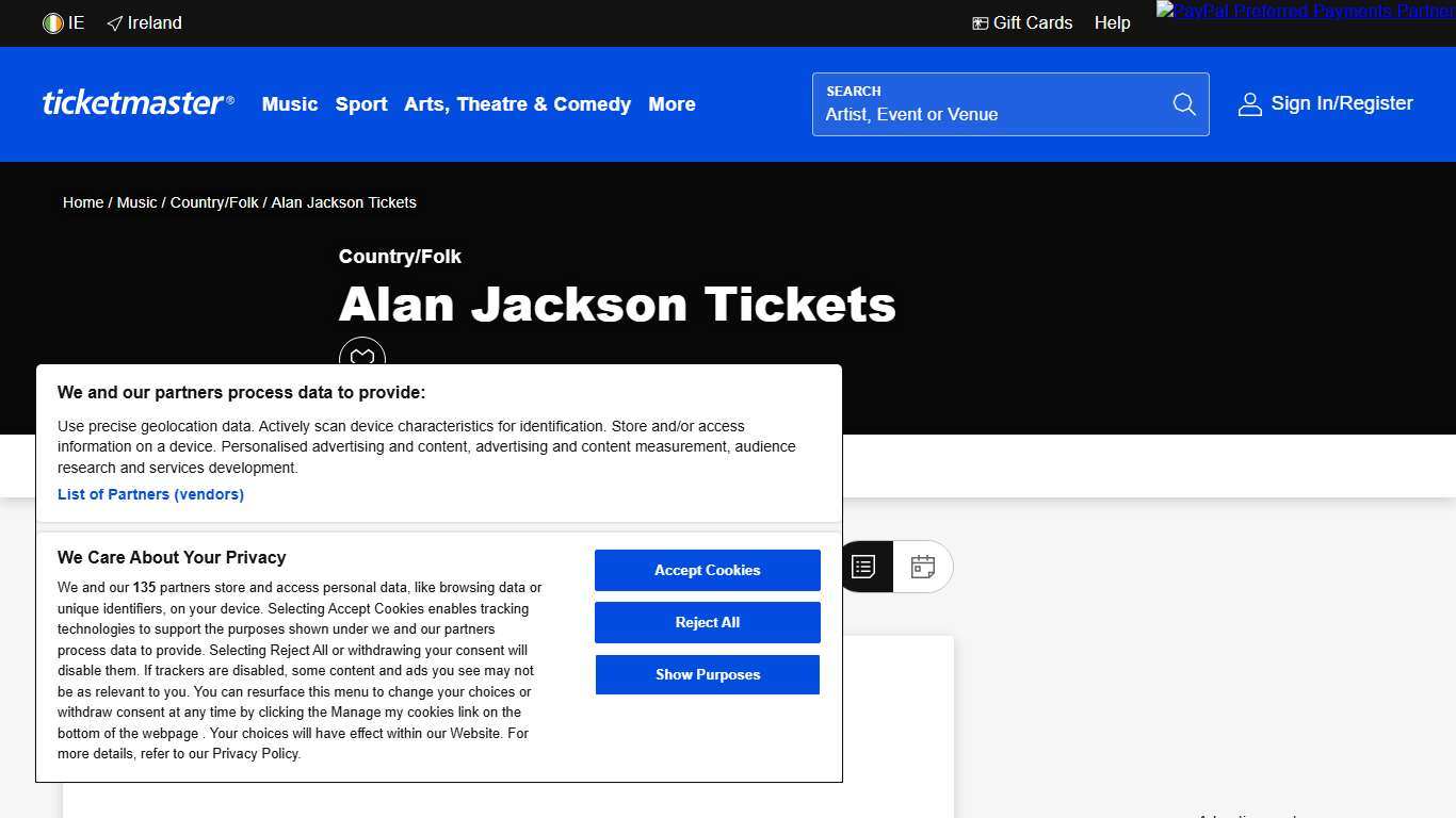 Alan Jackson Tickets 2026-27 Tour & Concert Dates Ticketmaster IE