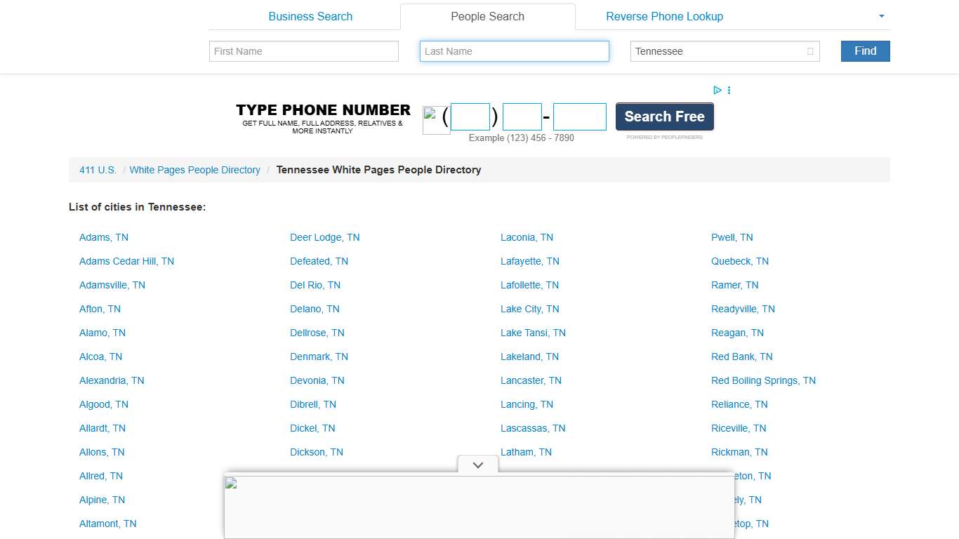 Tennessee White Pages People Directory - 411.info™